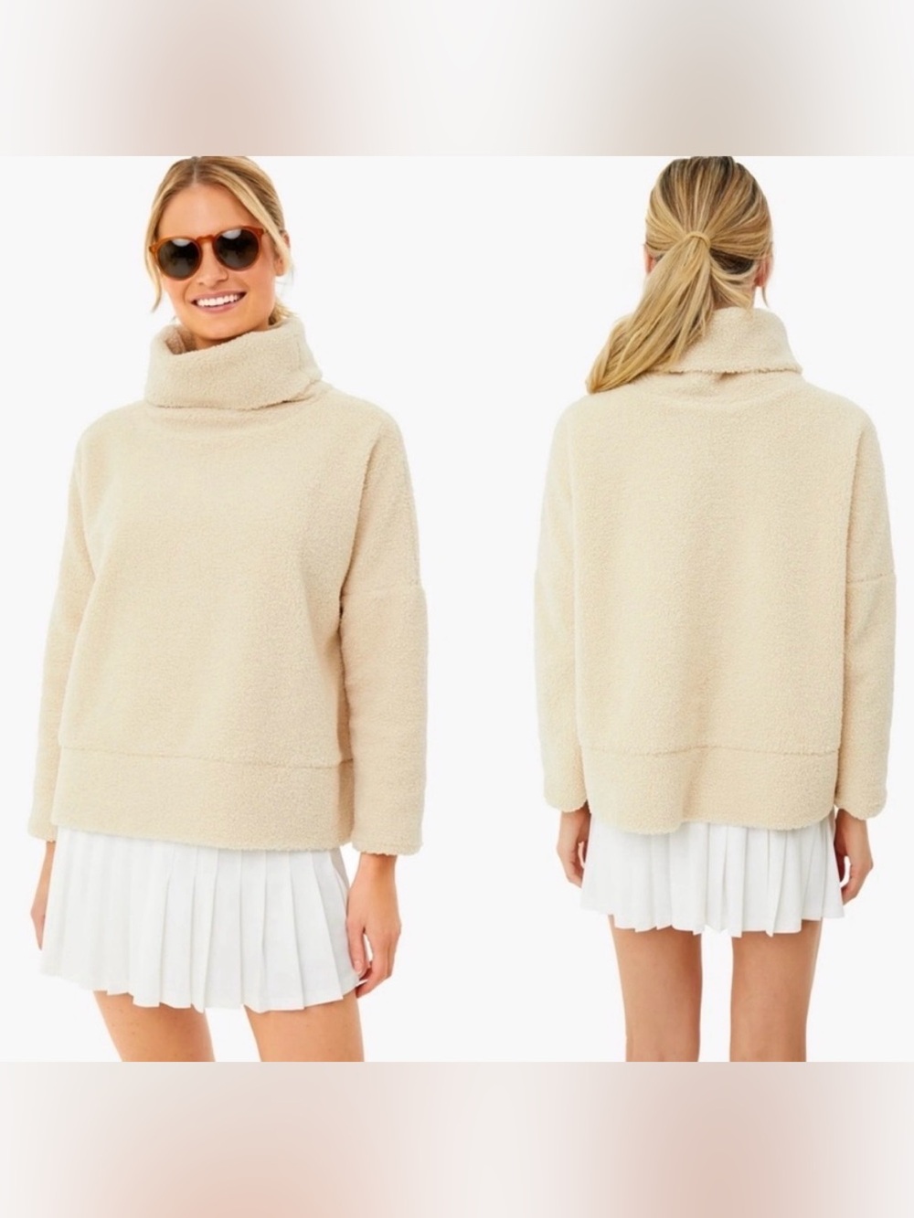 Tuckernuck Rollins Funnel Neck Teddy Fleece Pullover Sweater Small